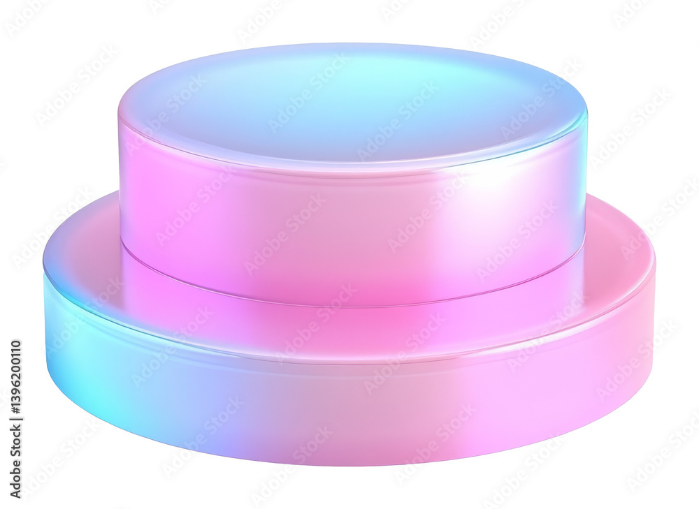 Gradient holographic podium with pink and blue glow on transparent background, futuristic concept Gradient holographic podium with pink and blue glow on transparent background, futuristic concept