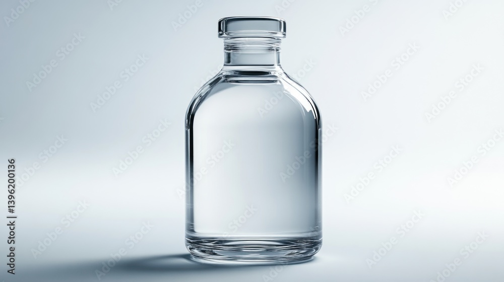 Clear Glass Bottle with Transparent Liquid on Gradient Background for Product Photography and D Clear Glass Bottle with Transparent Liquid on Gradient Background for Product Photography and D