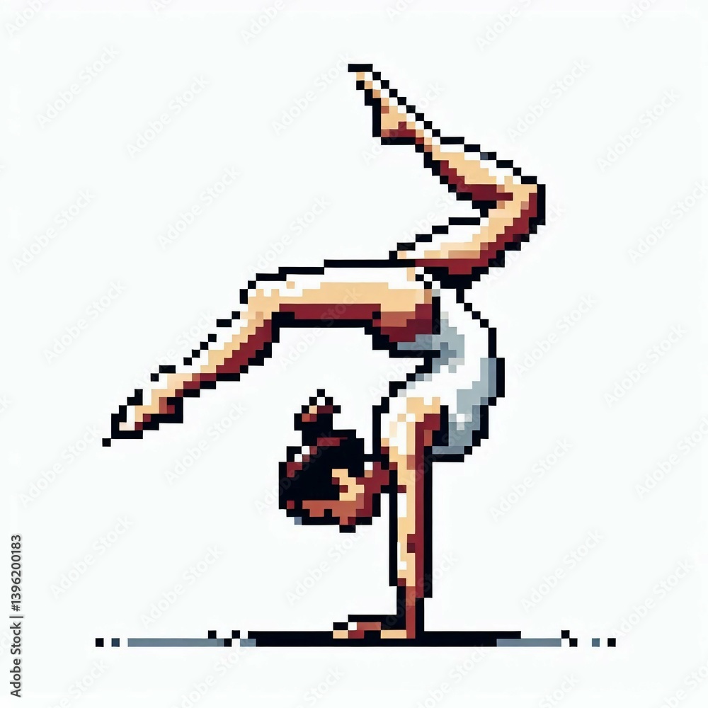 Fototapeta premium Pixelated Grace A Gymnasts Poise Suitable for Art Exhibition