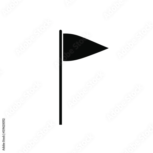 Simple Black Flag On Pole Vector Illustration Isolated On White Background