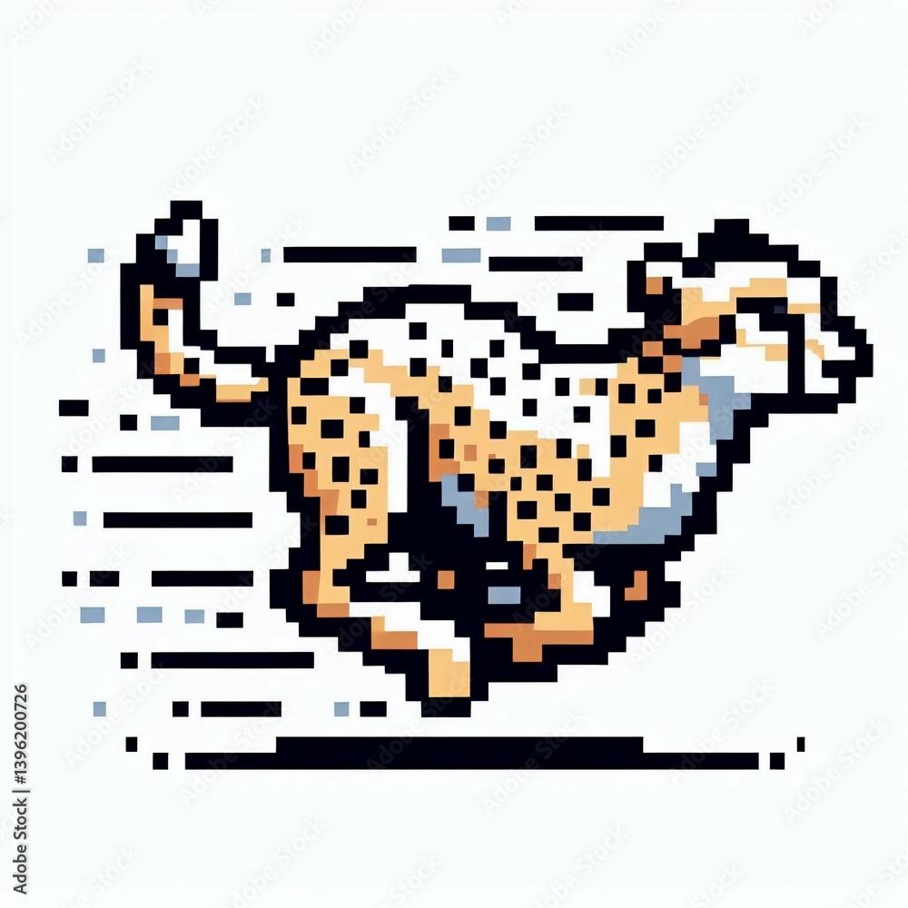 Fototapeta premium Pixel Art Cheetah in Motion Suitable for Design Inspiration