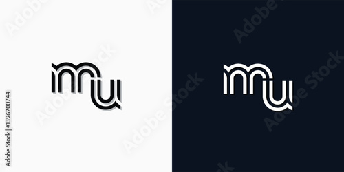 Modern Abstract Initial letter MU logo.