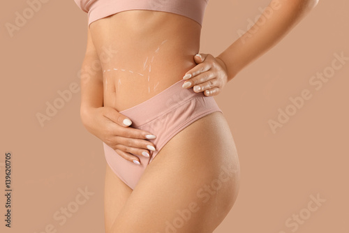 Woman in underwear with mar...