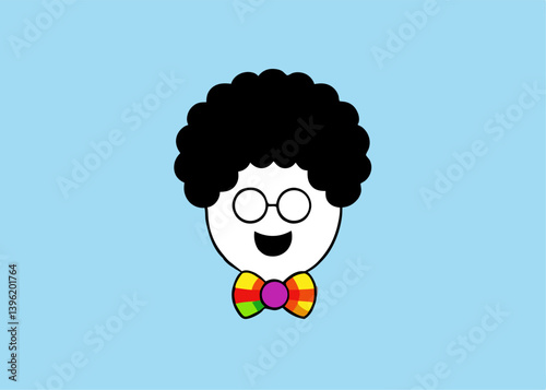 Colorful Rainbow Clown Wig Round Black Glasses