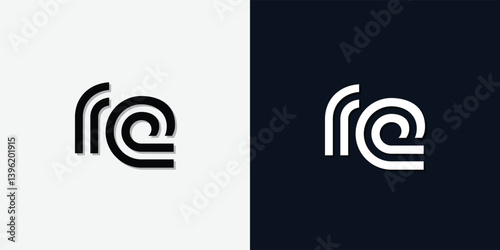 Modern Abstract Initial letter RE logo.