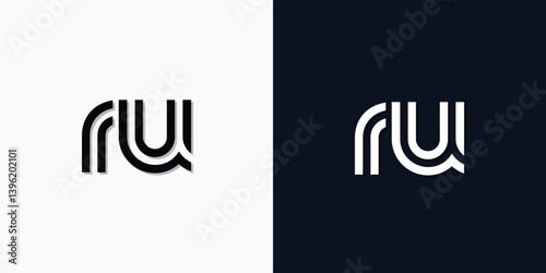 Modern Abstract Initial letter RU logo.