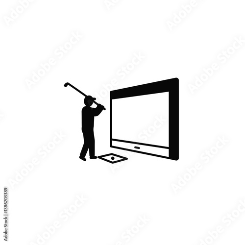 Golfer On A Golf Simulator Illustration Graphic Design For Sport And Exercise Concept