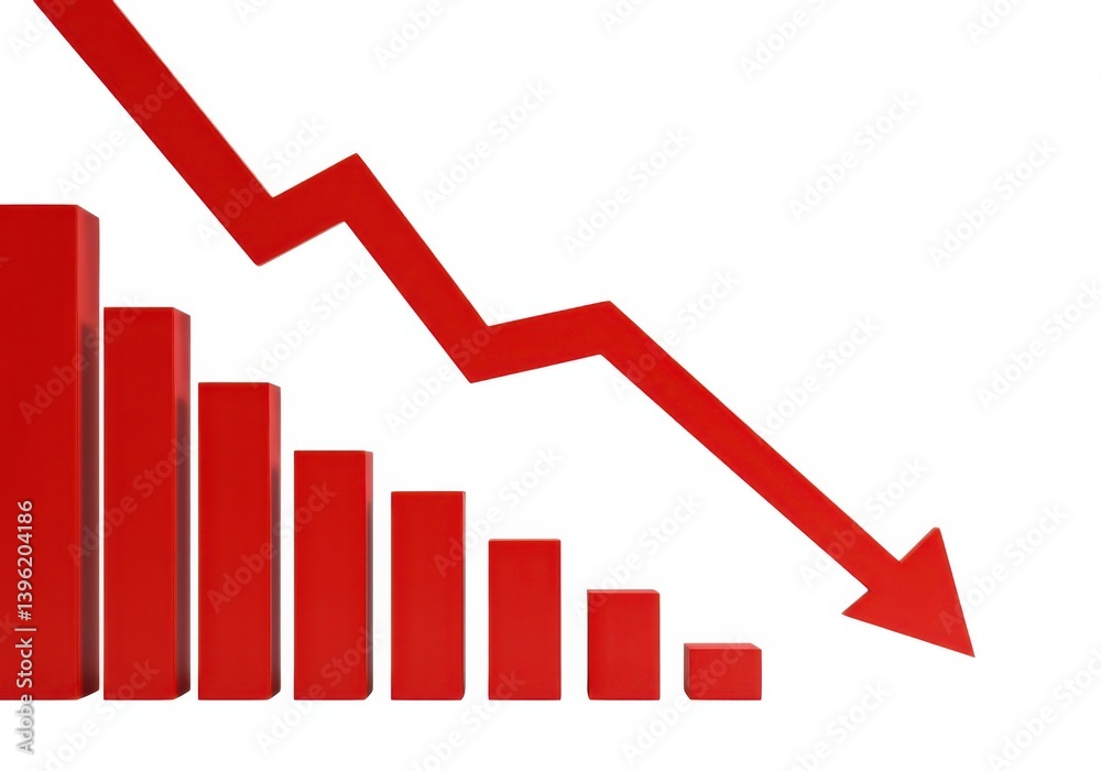 Stock market crash diagram with falling trend analysis data isolated on white background Stock market crash diagram with falling trend analysis data isolated on white background