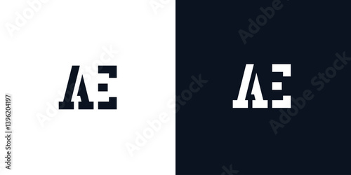 Creative abstract initial letter AE logo.