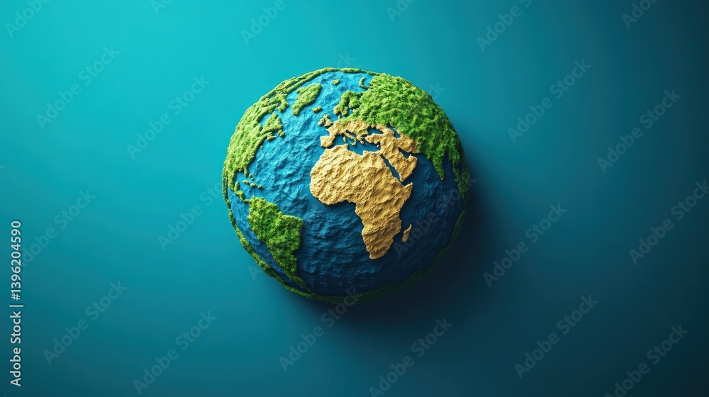 Earth Globe with Textured Continents and Oceans on Gradient Background Earth Globe with Textured Continents and Oceans on Gradient Background