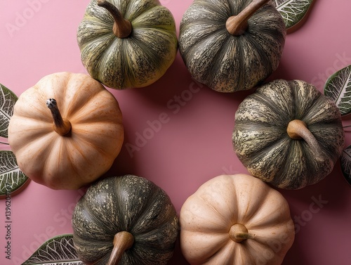Six pumpkins arranged in a ...