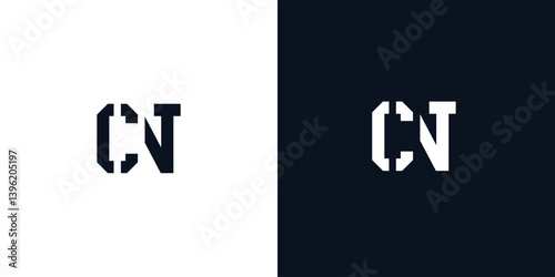 Creative abstract initial letter CN logo.