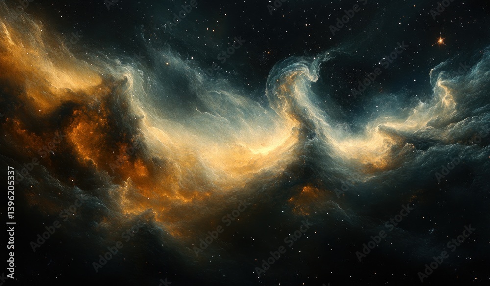 Vibrant Cosmic Nebula with Stars in Deep Space Vibrant Cosmic Nebula with Stars in Deep Space