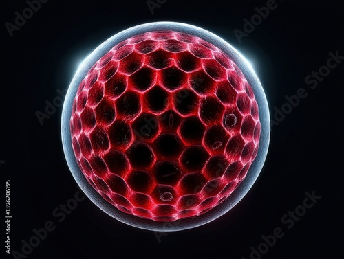 Hexagonal red sphere glows ...