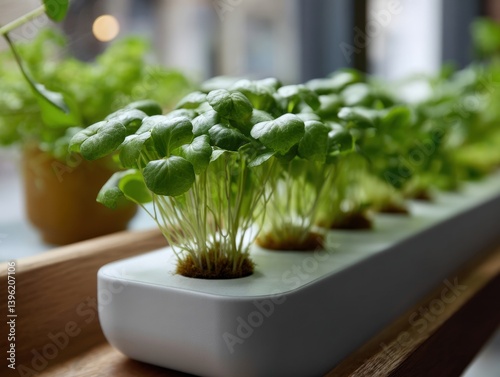 Fresh green basil plants th...