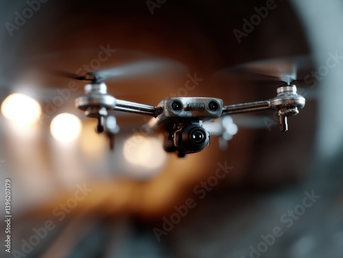 Flying quadcopter drone in ...