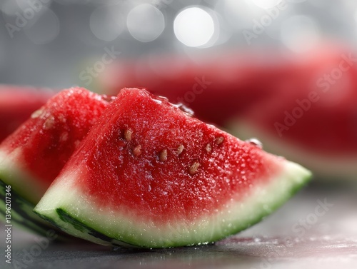 Juicy watermelon slices wit...