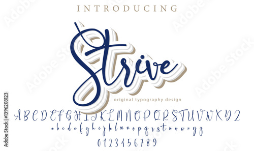 Strive Font Stylish brush painted an uppercase vector letters, alphabet, typeface