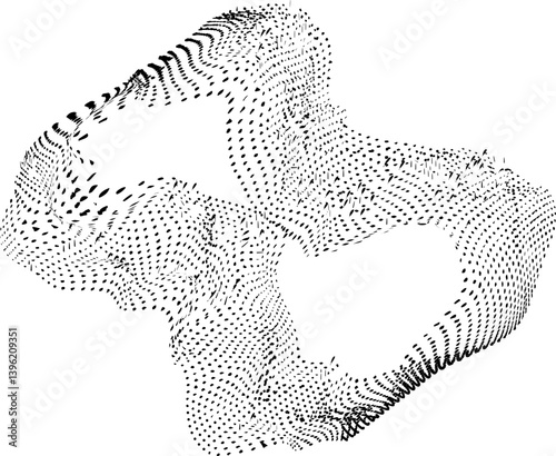 Circular blob-like frame with flowing dotted lines creating an irregular border and central void.
