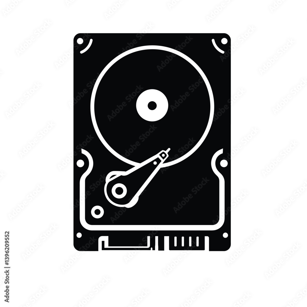Vector Illustration Of Hard Disk Drive Computer Technology And Data Storage