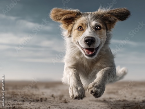 Happy dog leaping energetic...