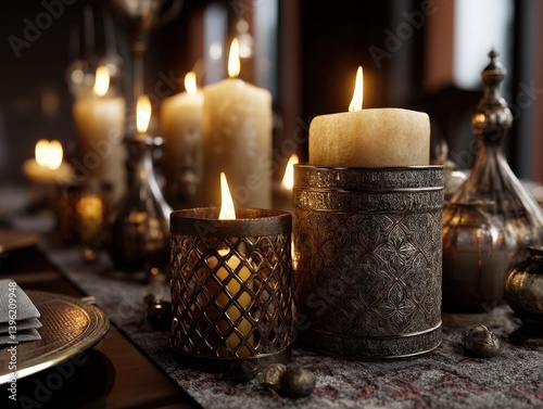 Candlelit ambiance with orn...