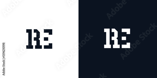 Creative abstract initial letter RE logo.