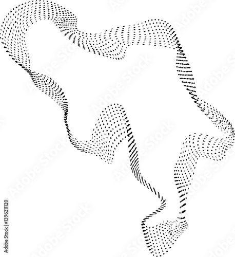 Disorganized organic blob created by nonuniform dotted lines forming a broken flow.