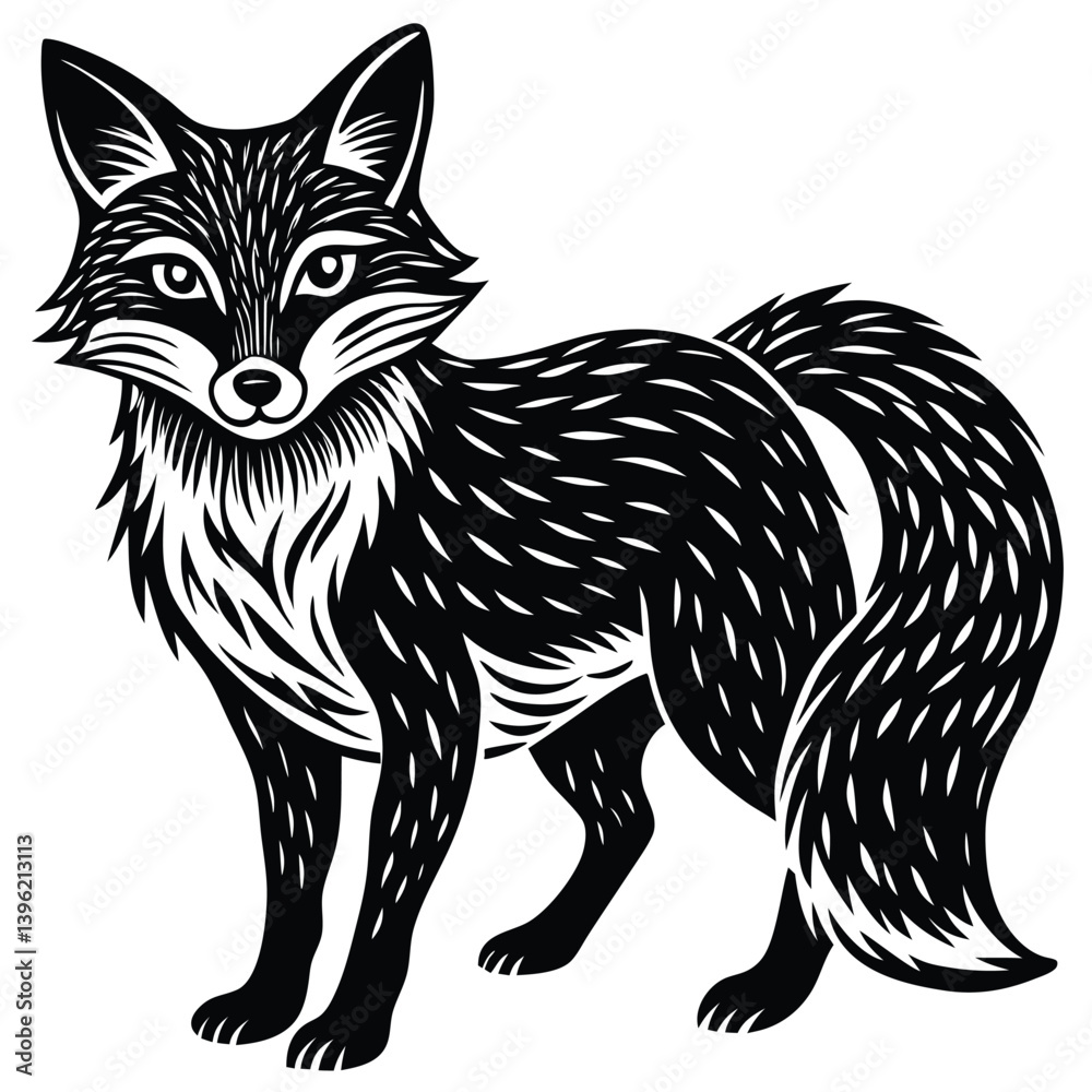 Obraz premium Cute vector illustration of a wild fox and cat sketch, mammal art