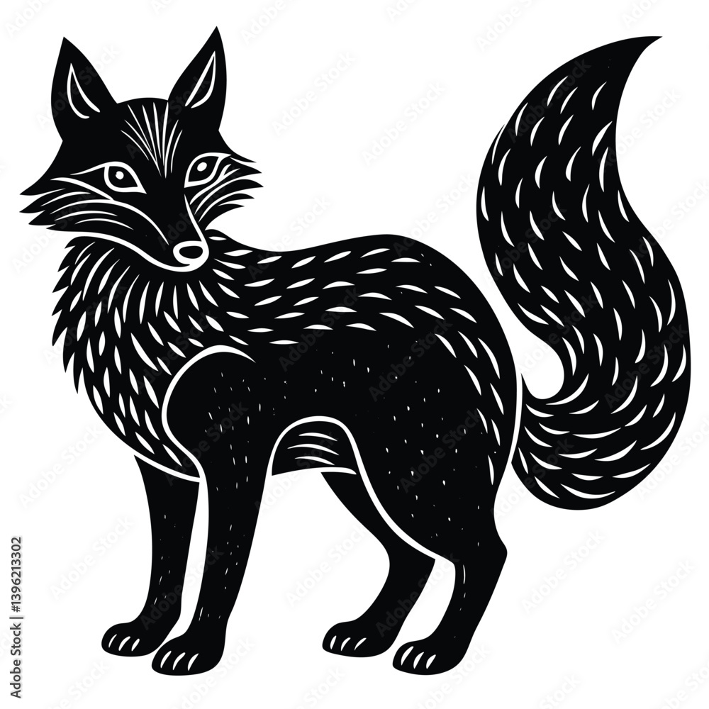 Fototapeta premium Cute vector illustration of a wild fox and cat sketch, mammal art