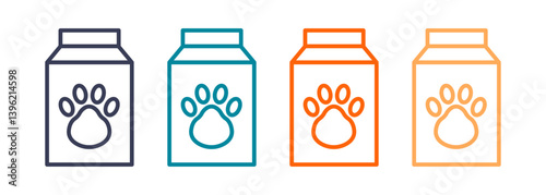 milk for pets icon set isolated on white