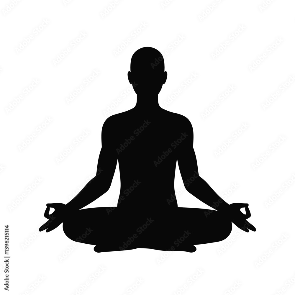 Silhouette Of Person In Lotus Pose For Meditation And Yoga Practice Silhouette Of Person In Lotus Pose For Meditation And Yoga Practice