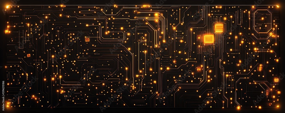 Naklejka premium Glowing circuit board texture. Abstract tech background.