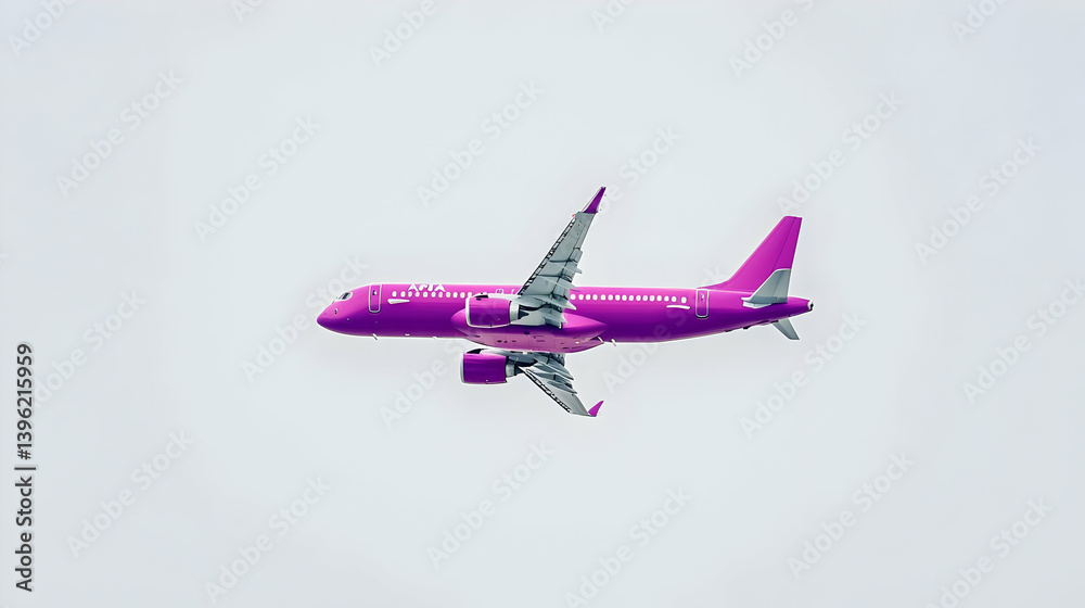 Fototapeta premium Pink Airplane In Isolated White Background