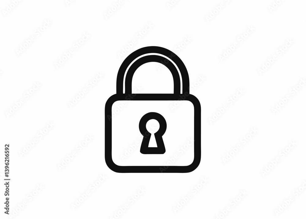 Padlock Icon Black And White Simple Design Security Padlock Icon Black And White Simple Design Security