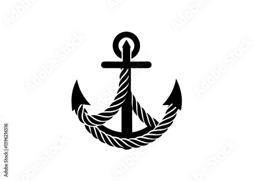 Nautical Logo Stylized Anchor Icon Navy Blue Silhouette