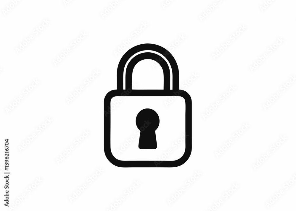 Padlock Icon Black And White Simple Design Security Padlock Icon Black And White Simple Design Security