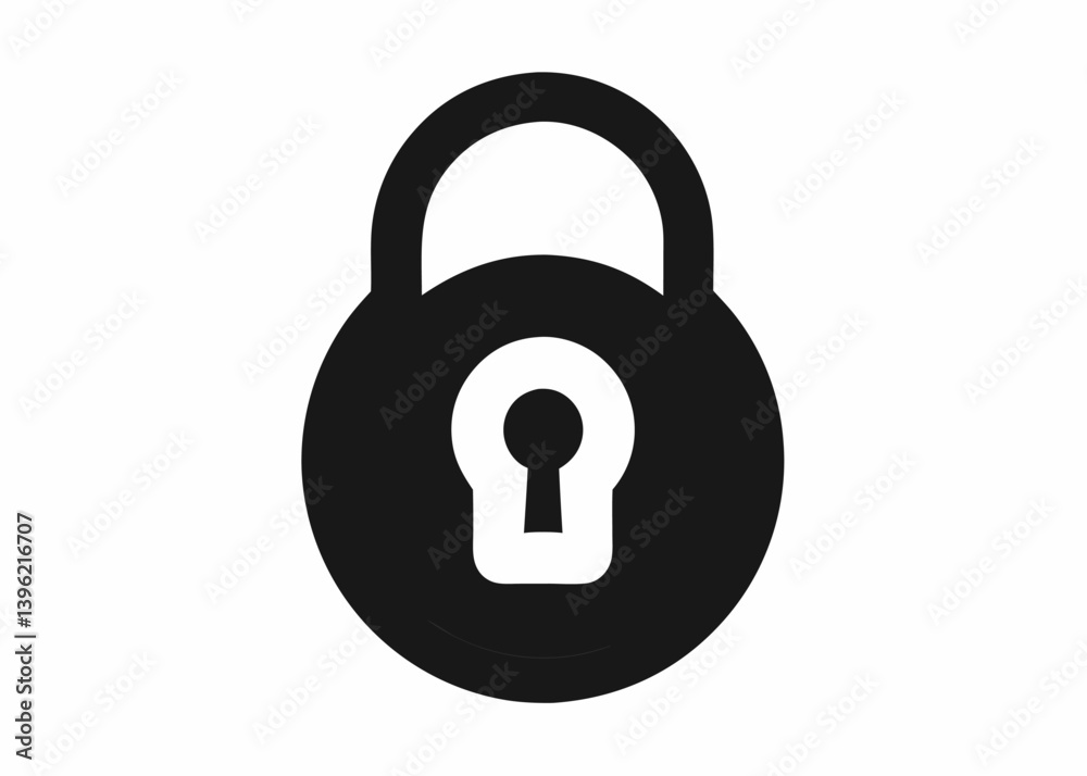 Padlock Icon Black And White Simple Design Security Padlock Icon Black And White Simple Design Security