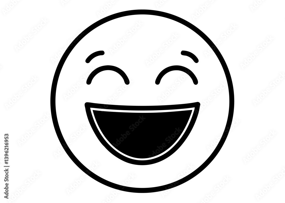 Simple Black And White Line Drawing Circular Smiley Simple Black And White Line Drawing Circular Smiley
