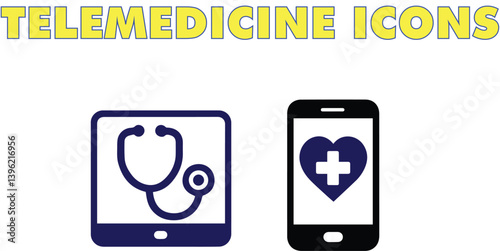Telemedicine Icons – Digital Healthcare and Remote Medical Consultation Symbols