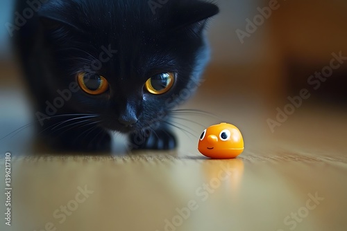 Black Cat, Toy, Floor, Home