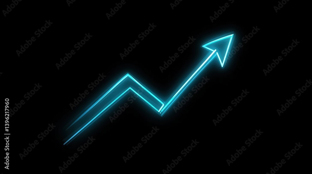 Neon blue upward arrow line graph on a black background, symbolizing financial growth and corporate performance. Ideal for business concepts, sales trends, and market analysis. Neon blue upward arrow line graph on a black background, symbolizing financial growth and corporate performance. Ideal for business concepts, sales trends, and market analysis.