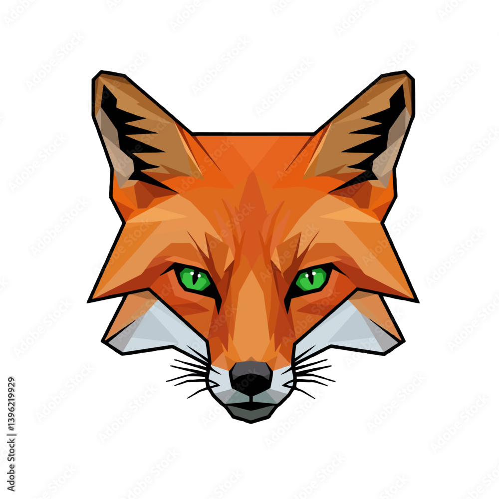 Obraz premium Geometric Fox Head with Green Eyes