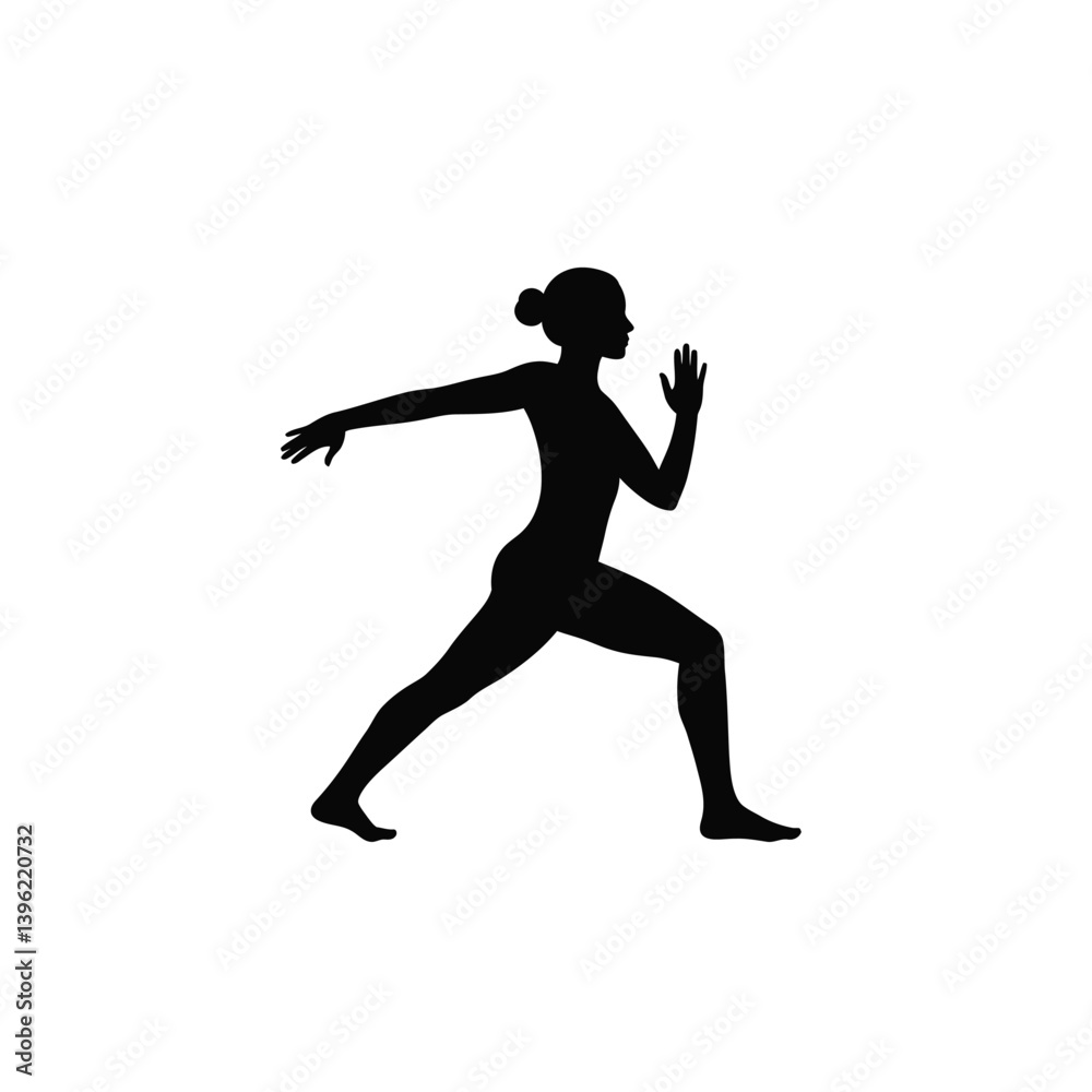 Silhouette Of A Woman In A Running Pose Demonstrating Fitness And Active Lifestyle Silhouette Of A Woman In A Running Pose Demonstrating Fitness And Active Lifestyle