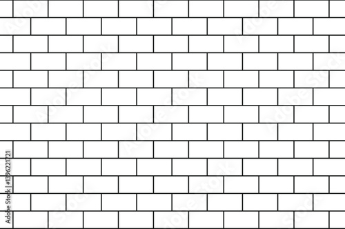 Bright White Brick Wall Texture Background Pattern stock vector.