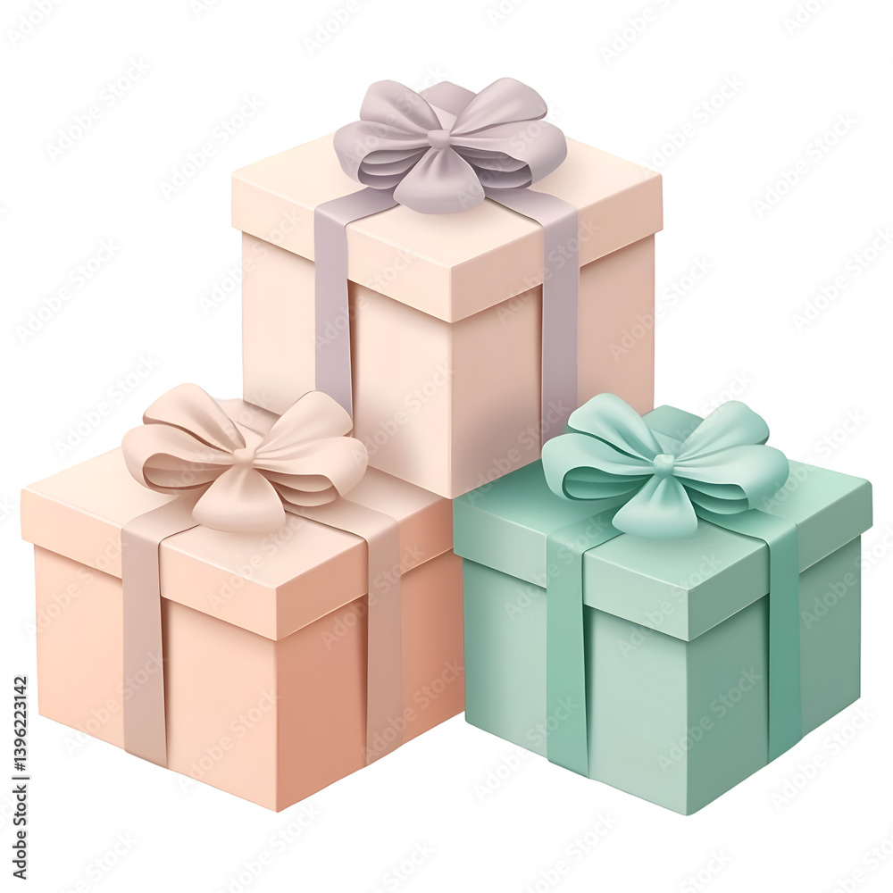 Fototapeta premium 3D Style Gift Box Icon Set_Gold, Dark Blue, Silver, Ruby Red, and subtle lighting colors create an elegant and luxurious atmosphere.