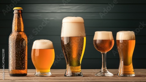 A refreshing beer mug and glass of craft beer with copy space for illustrating the art of beer production and enjoyment