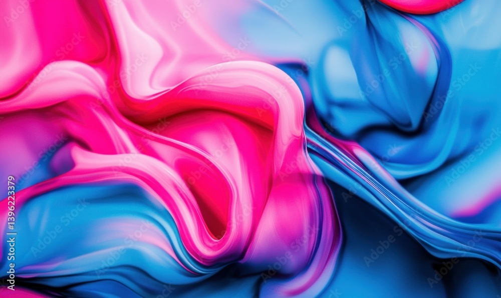 Obraz premium Dynamic intertwining of vibrant pink and blue hues creates a fluid, abstract motion graphic.