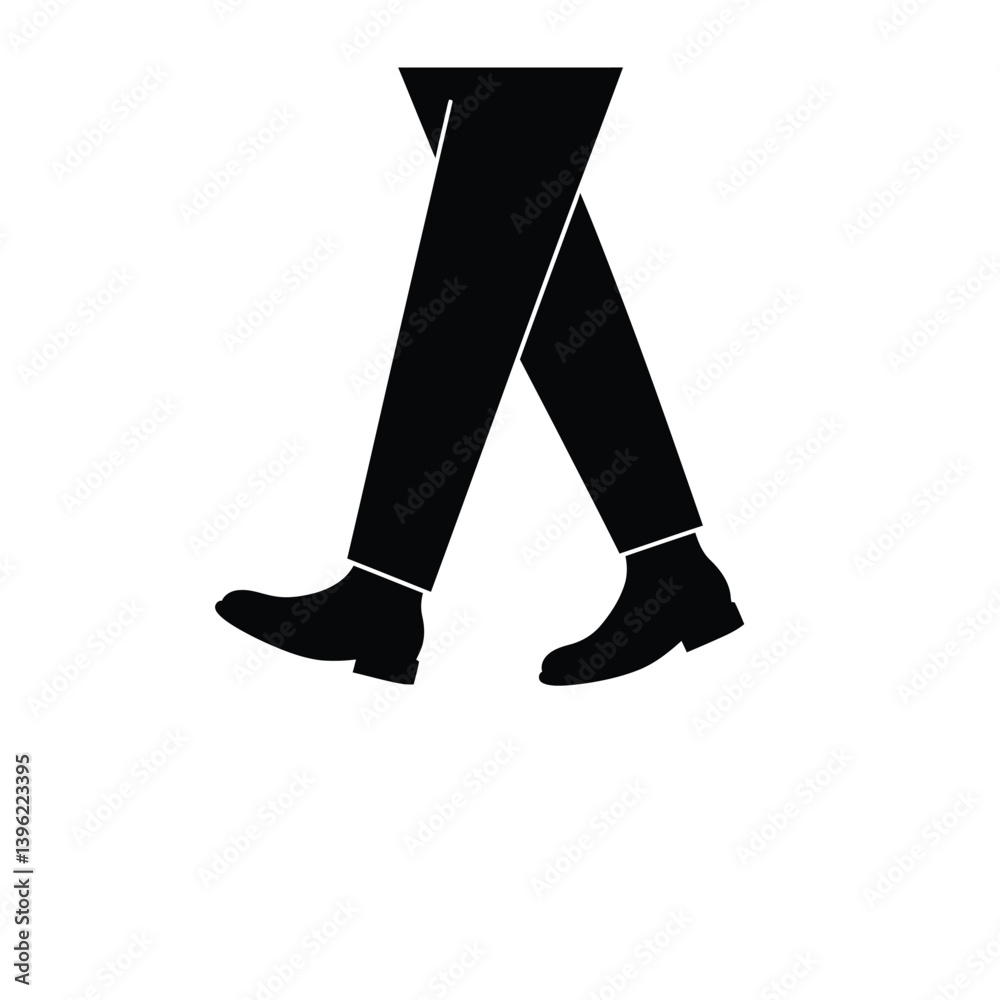 Elegant Silhouette Of Walking Person In Trousers And Shoes On White Elegant Silhouette Of Walking Person In Trousers And Shoes On White