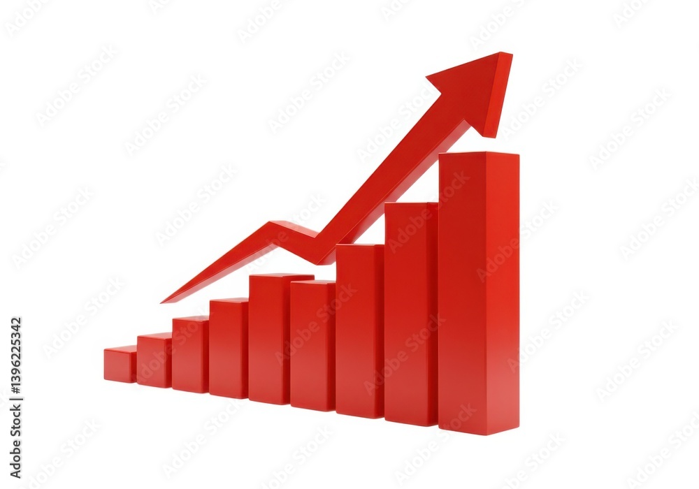 Growth chart illustration showing financial market increase isolated on white background Growth chart illustration showing financial market increase isolated on white background